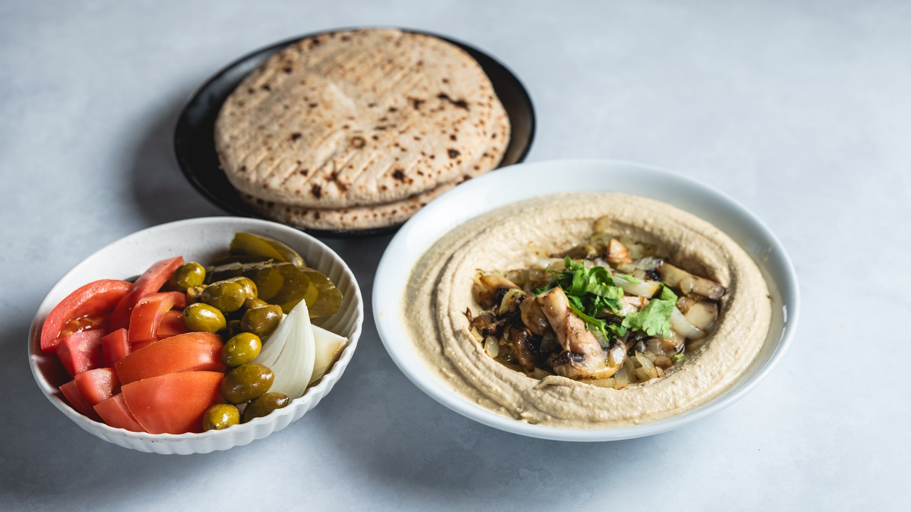 חומוס בצל ופטריות